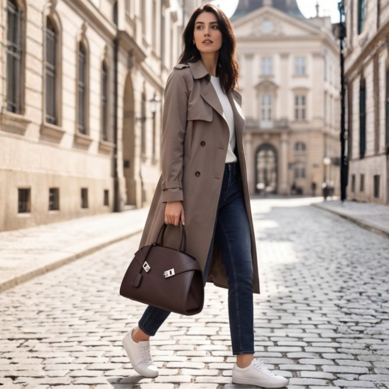 Classic Stylish Leather Ladies Handbag