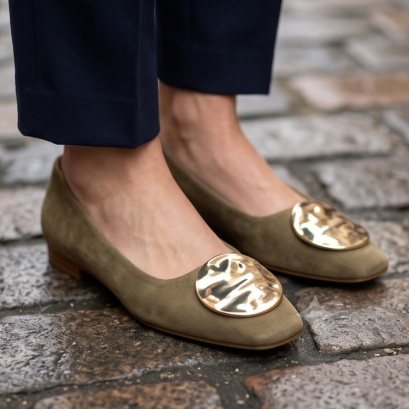 Aurelia Gold Medallion Ballet Flats