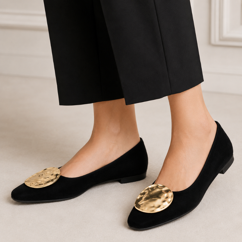 Aurelia Gold Medallion Ballet Flats