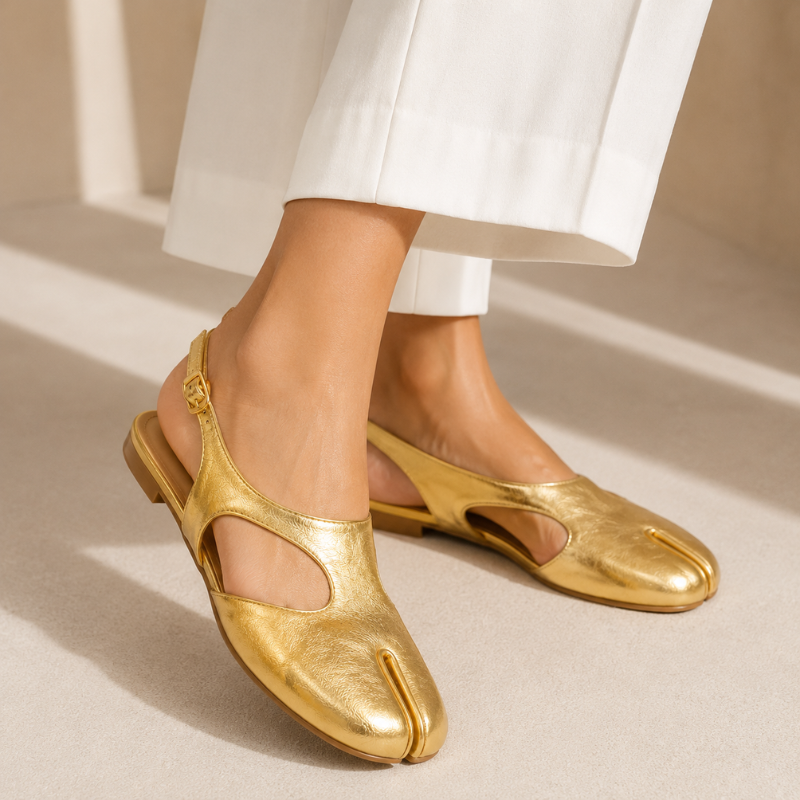 Aurelia Gold Tabi Slingback Flats