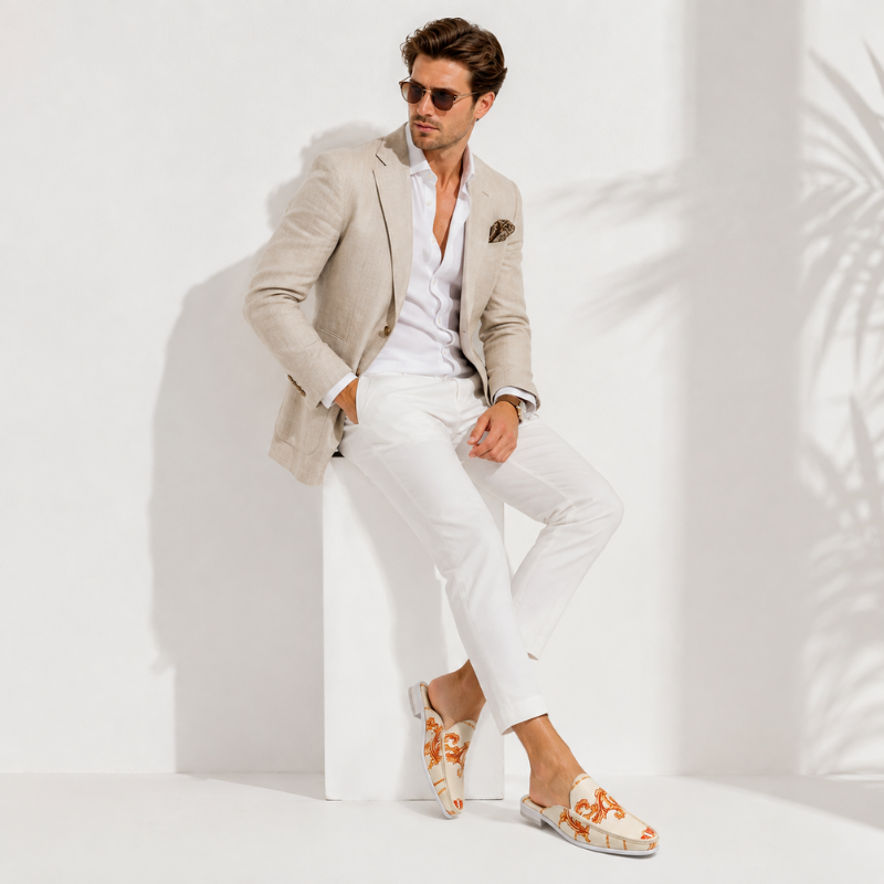 Aurelio Baroque Print Leather Mule