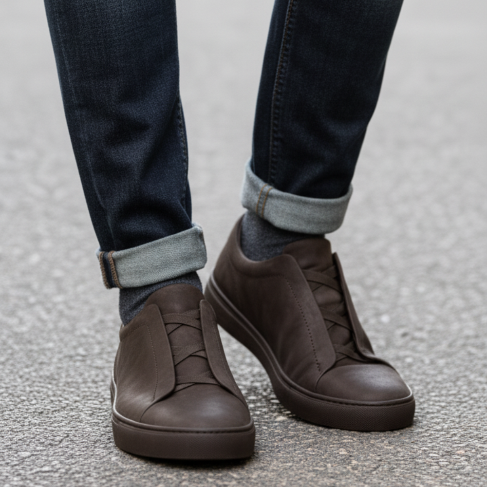 Aurelio Veil Tripple Stitch Suede Slip-On Sneakers