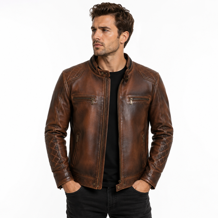 Aurex Vintage Leather Racer Jacket
