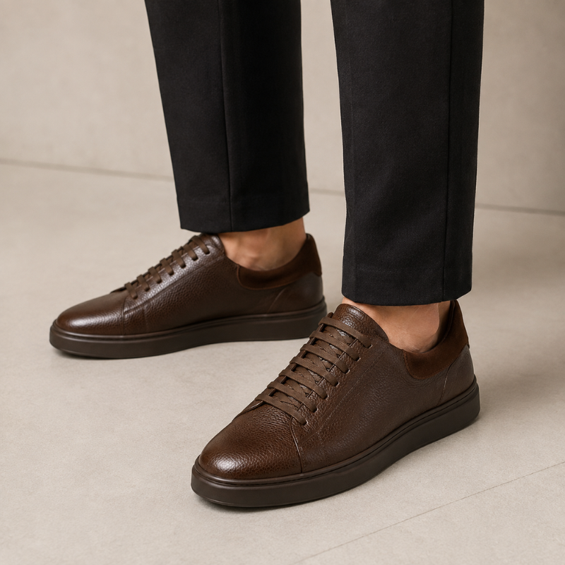 Axton Classic Textured Leather Sneakers