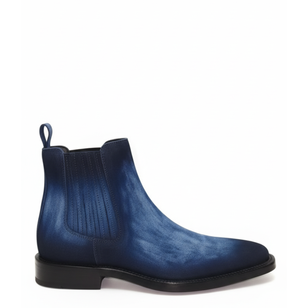 Azure Patina Leather Chelsea Boots