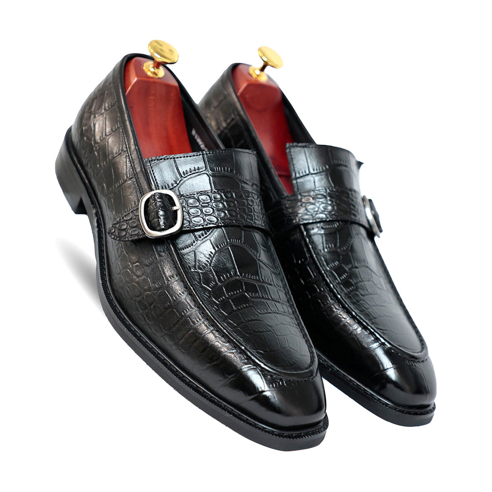 Azure Croco Monk Loafers