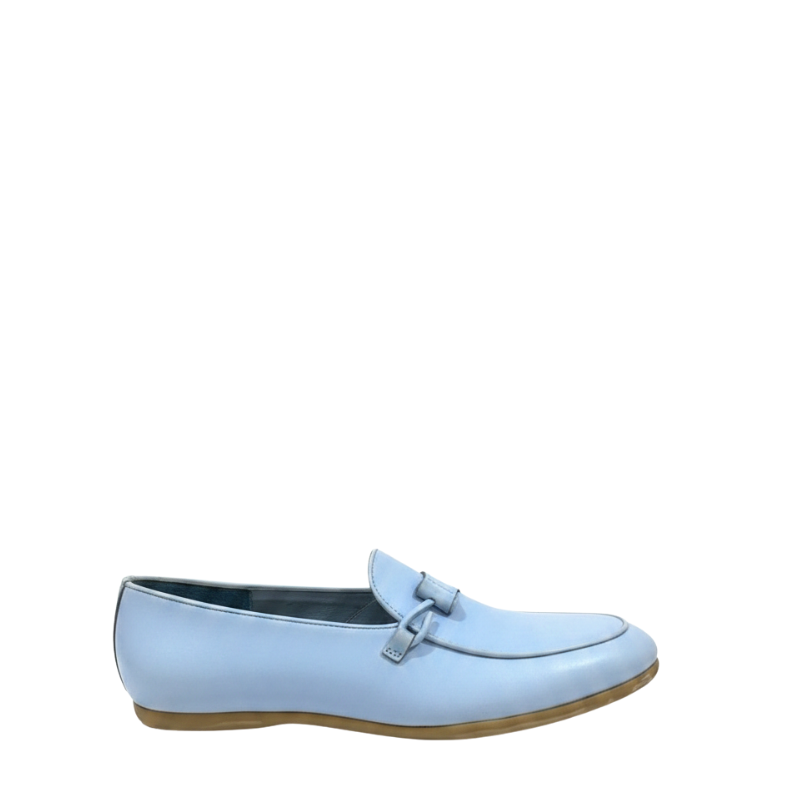 Azure Grace Buckle Leather Loafers