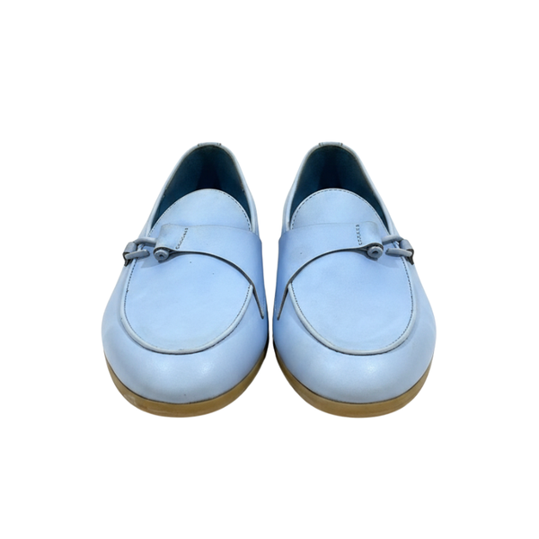 Azure Grace Buckle Leather Loafers