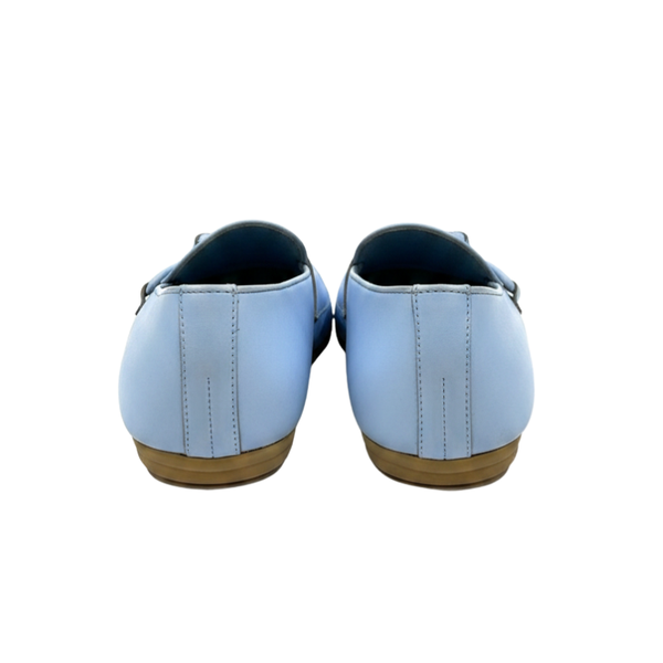 Azure Grace Buckle Leather Loafers