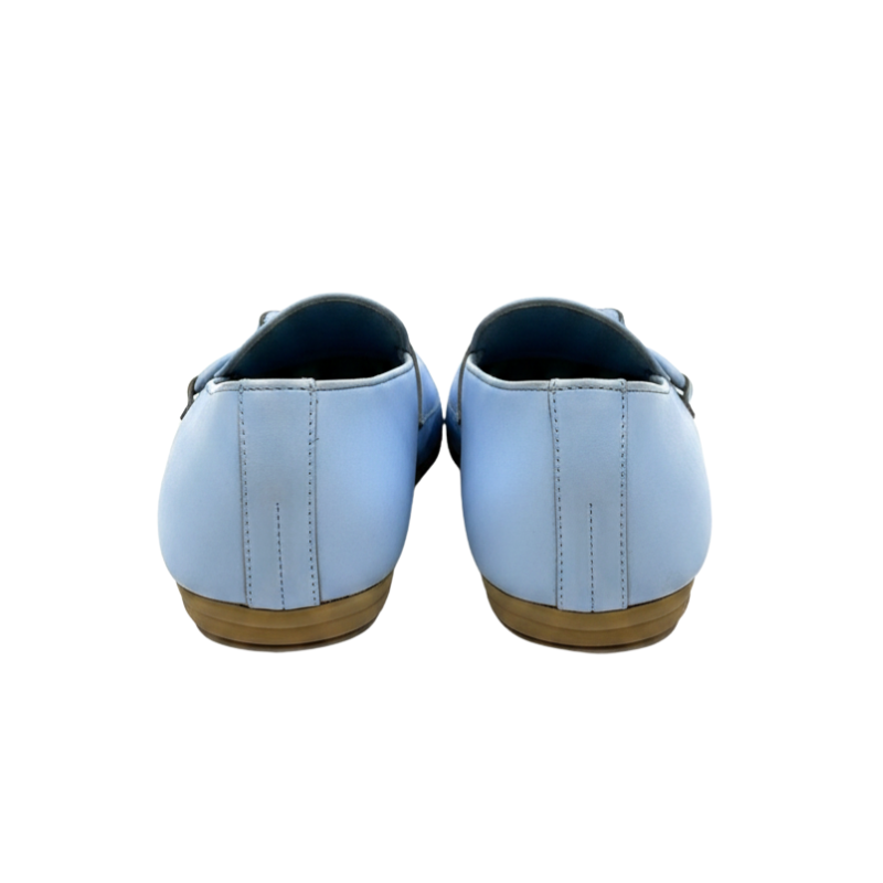 Azure Grace Buckle Leather Loafers