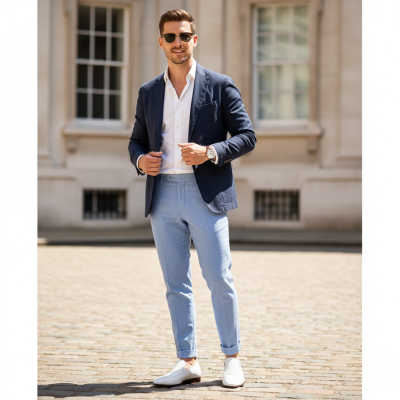 Azure Grace Leather Santorini Mist Loafer