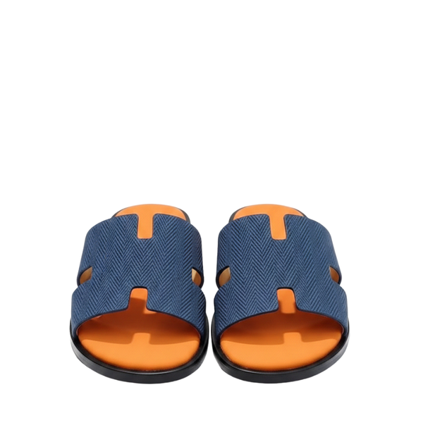 Azure H-Style Textured Strap Leather Slippers