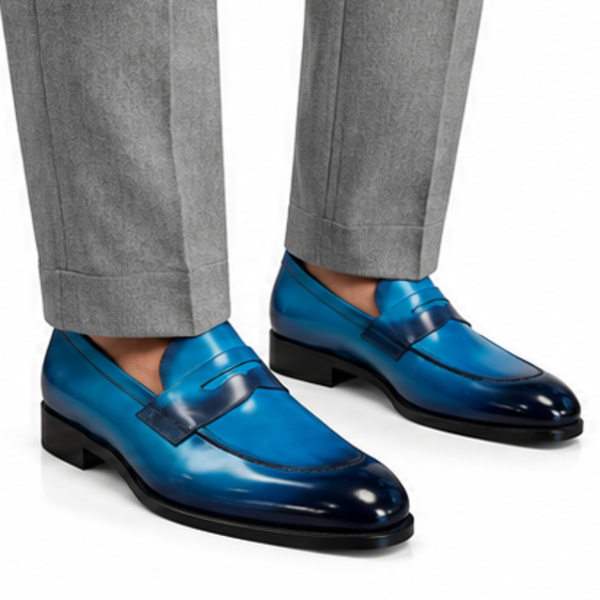 Azure Royale Gradient Penny Loafers