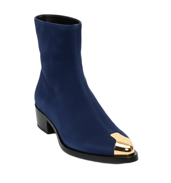 Punk Suede Golden Toe Boots - Blue