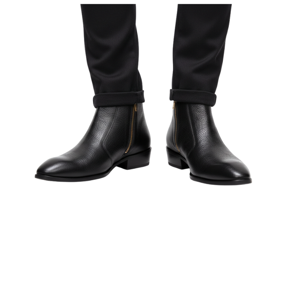 Mens Shadow Craft Leather Zipper Chelsea Boots