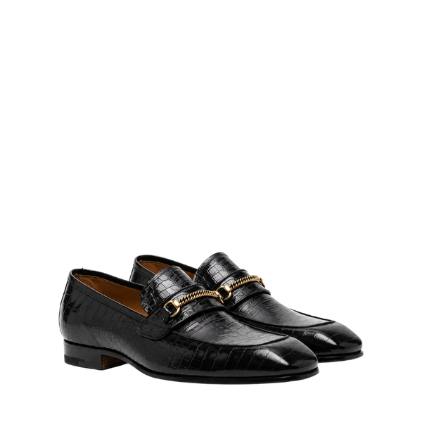 Bailey Chain Croco Leather Loafers
