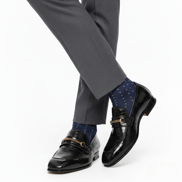 Bailey Chain Croco Leather Loafers