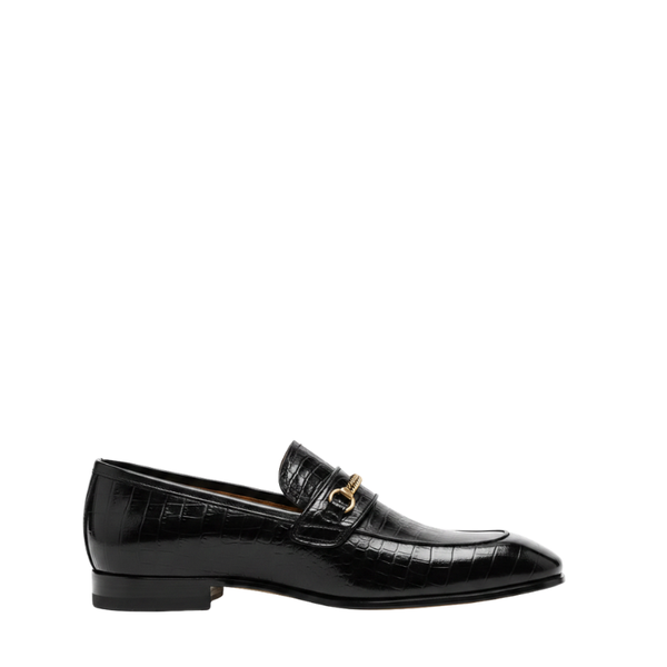 Bailey Chain Croco Leather Loafers