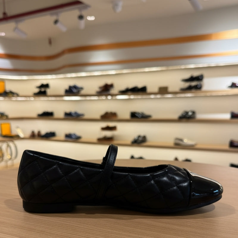 Quilted Patent Mary Jane Ballet Flats