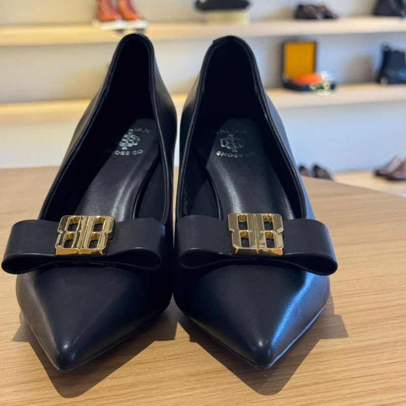 Italian Pointed Closed-toe Bow Kitten Heeled