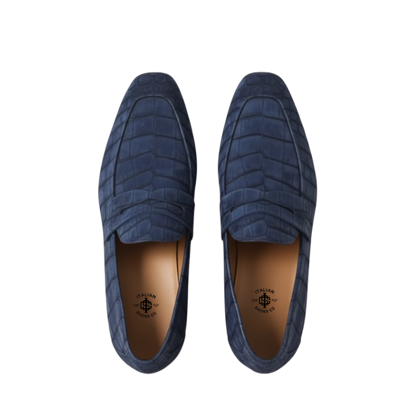 Baron Croc Textured Suede Loafer