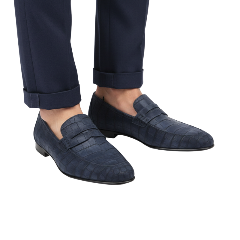 Baron Croc Textured Suede Loafer
