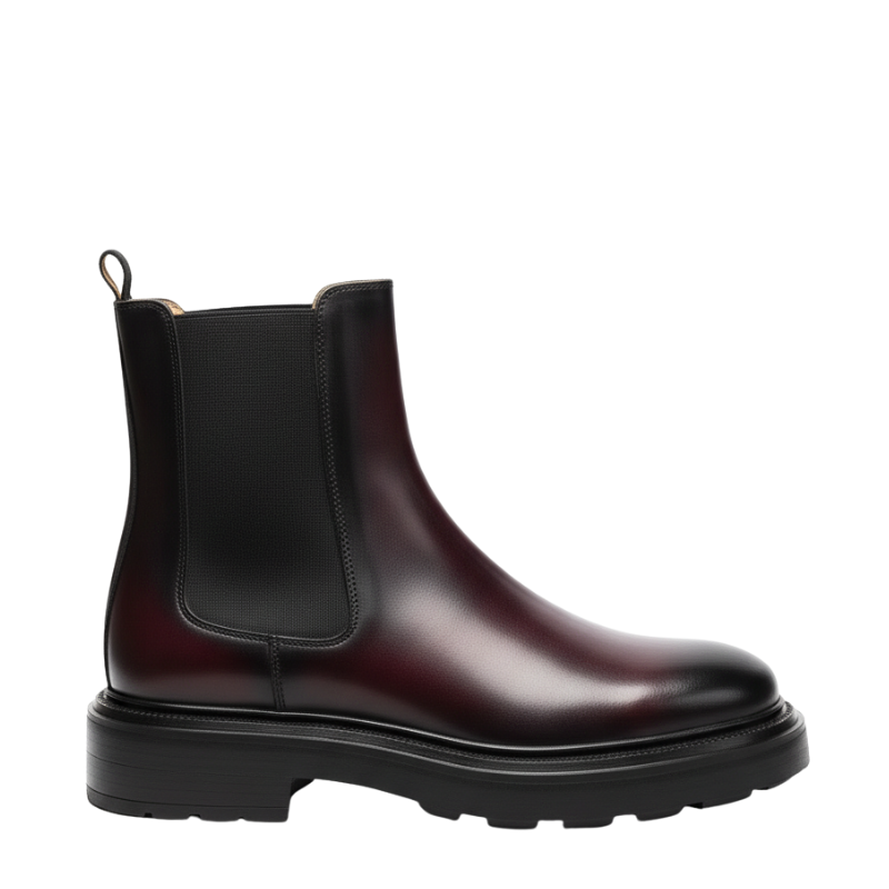 Bordeaux Shadow Leather Chelsea Boots