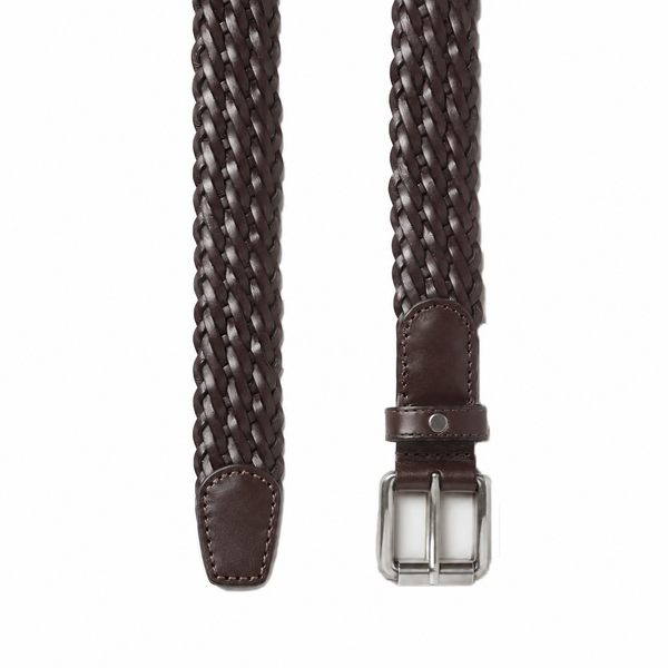 Men Pliancy Leather Braided Belt