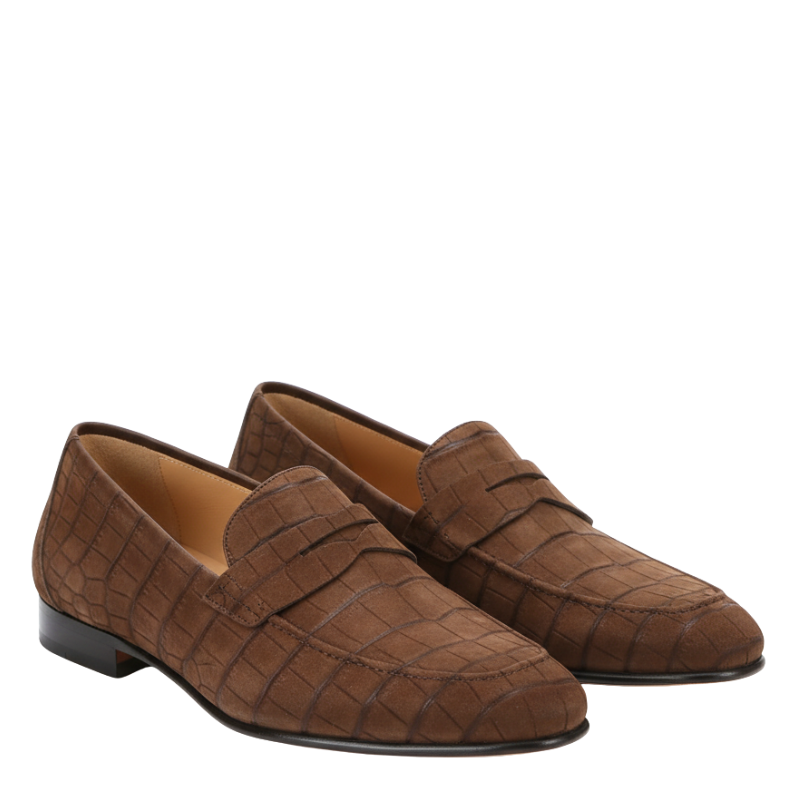 Baron Croc Textured Suede Loafer