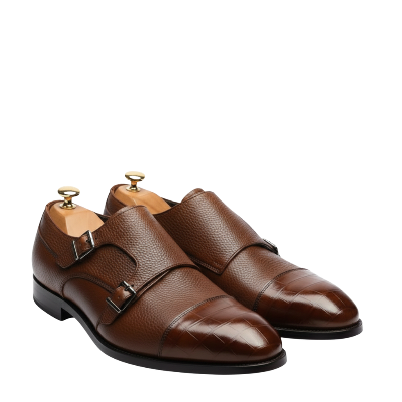 Croc-Cap Double Monk Strap Shoes