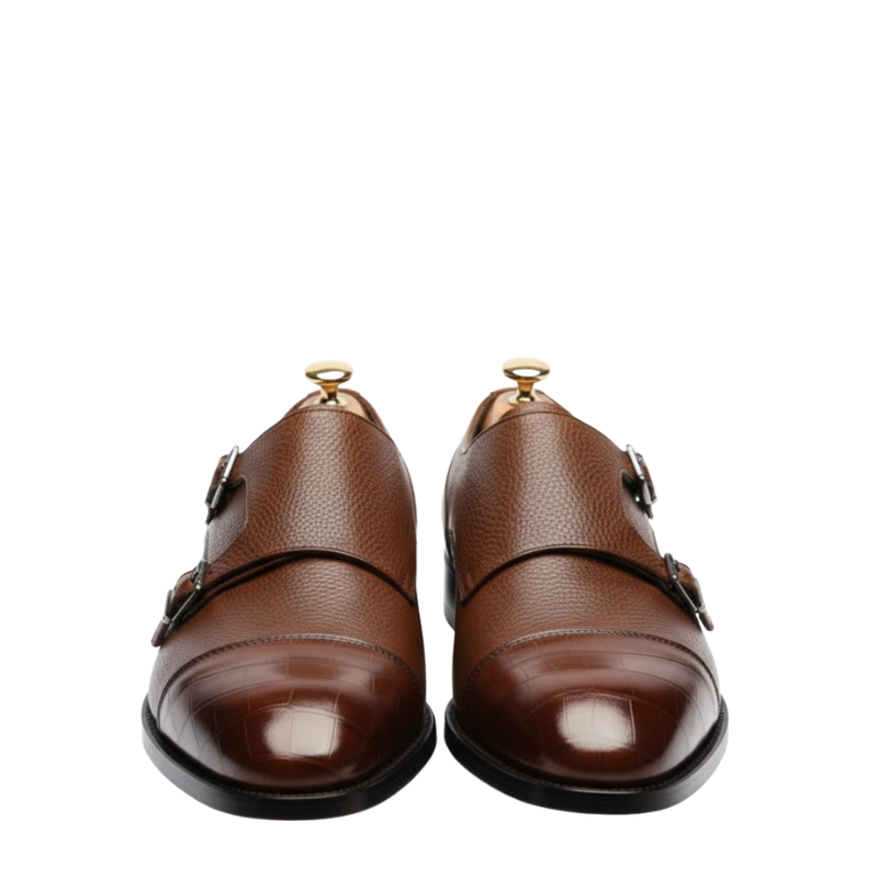 Croc-Cap Double Monk Strap Shoes