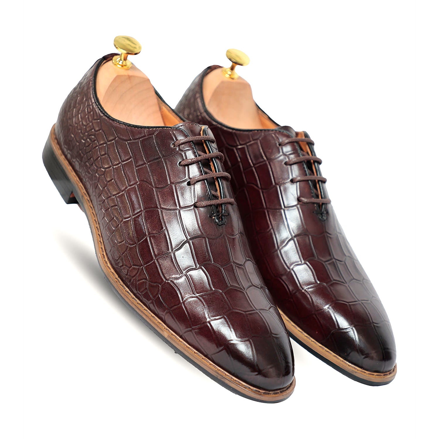 Bruno Oxford Croc Coffee Lace up