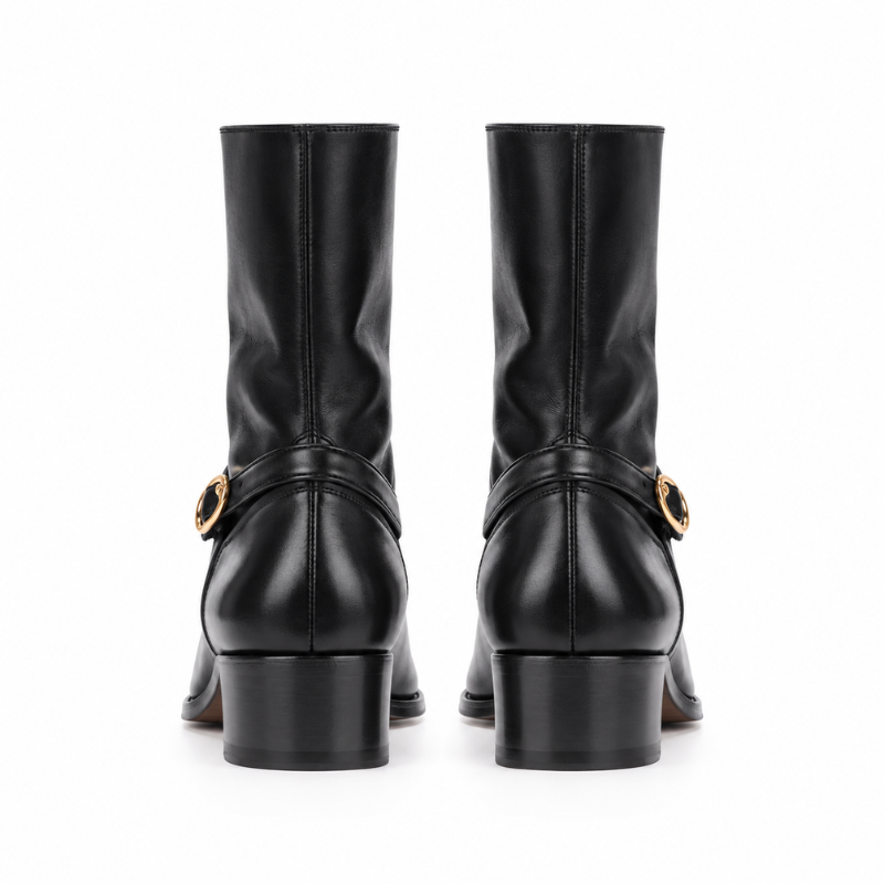 Buckle Embellished Ankle Boots
