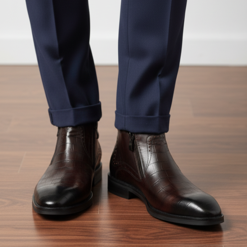 Rovento Croc Zipper Ankle Boots