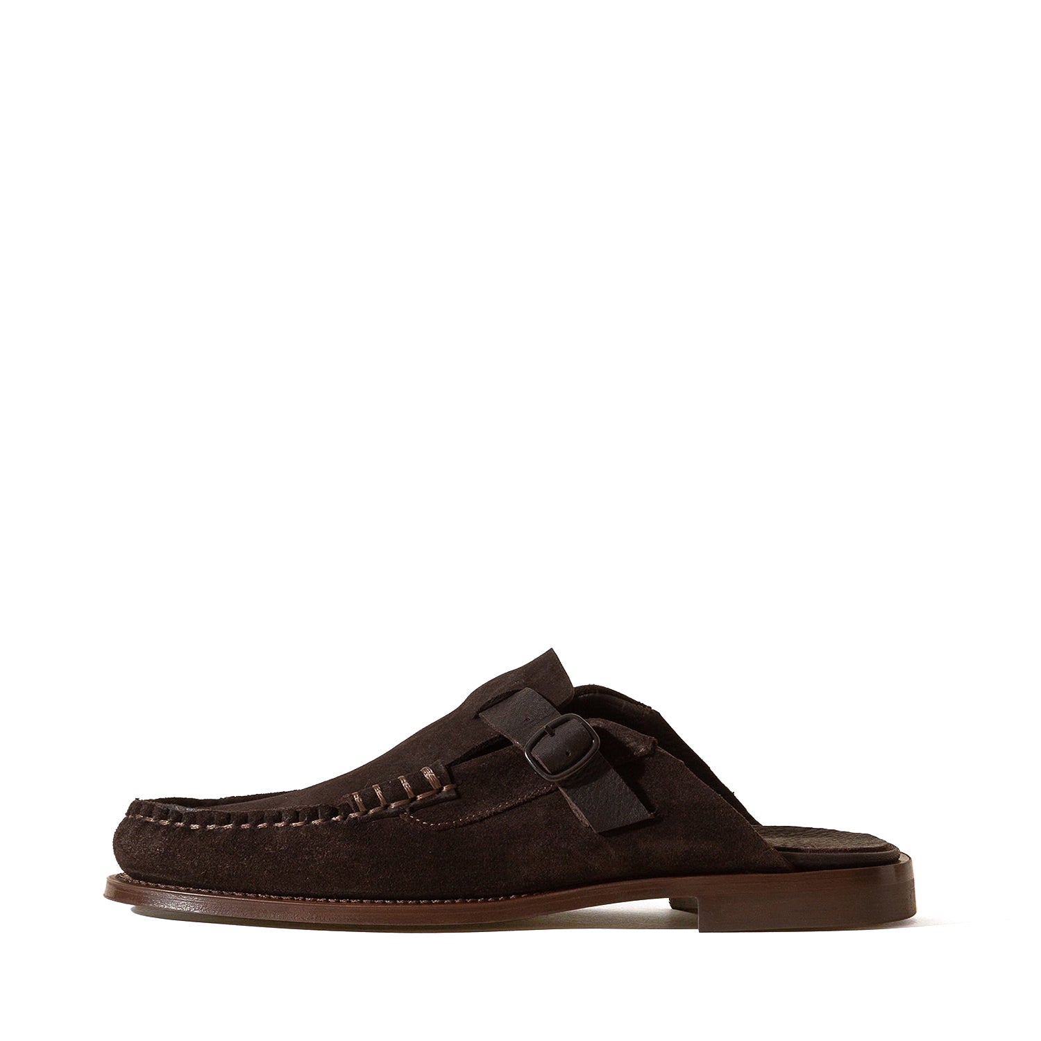 Men's Black Buckle-strap Mule Loafer