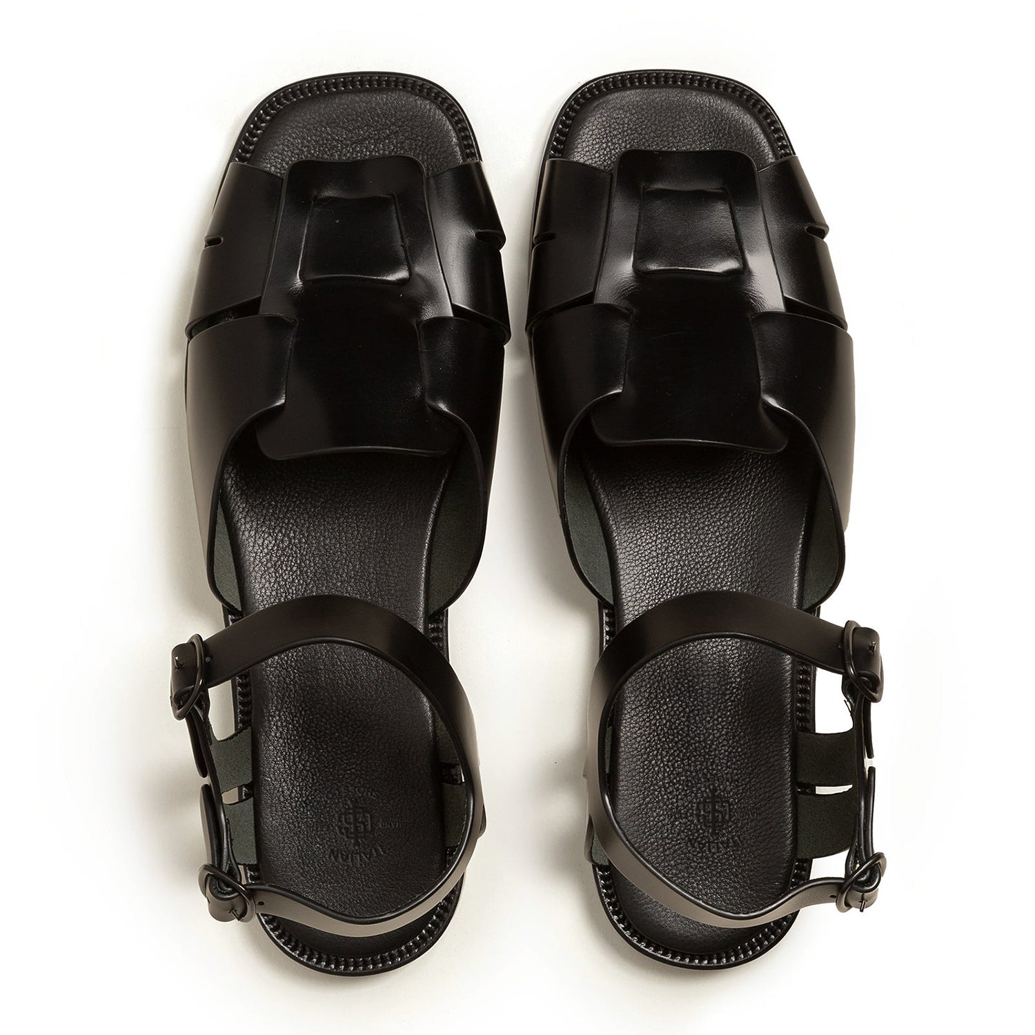 Men's Square-Toe Black  Fisherman Sandal