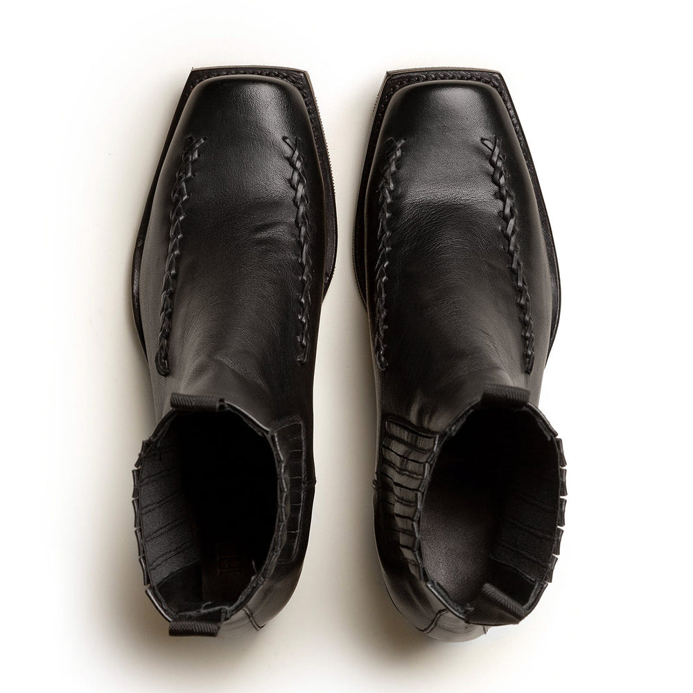 Men Square Toe Braided Detail Chelsea Boot