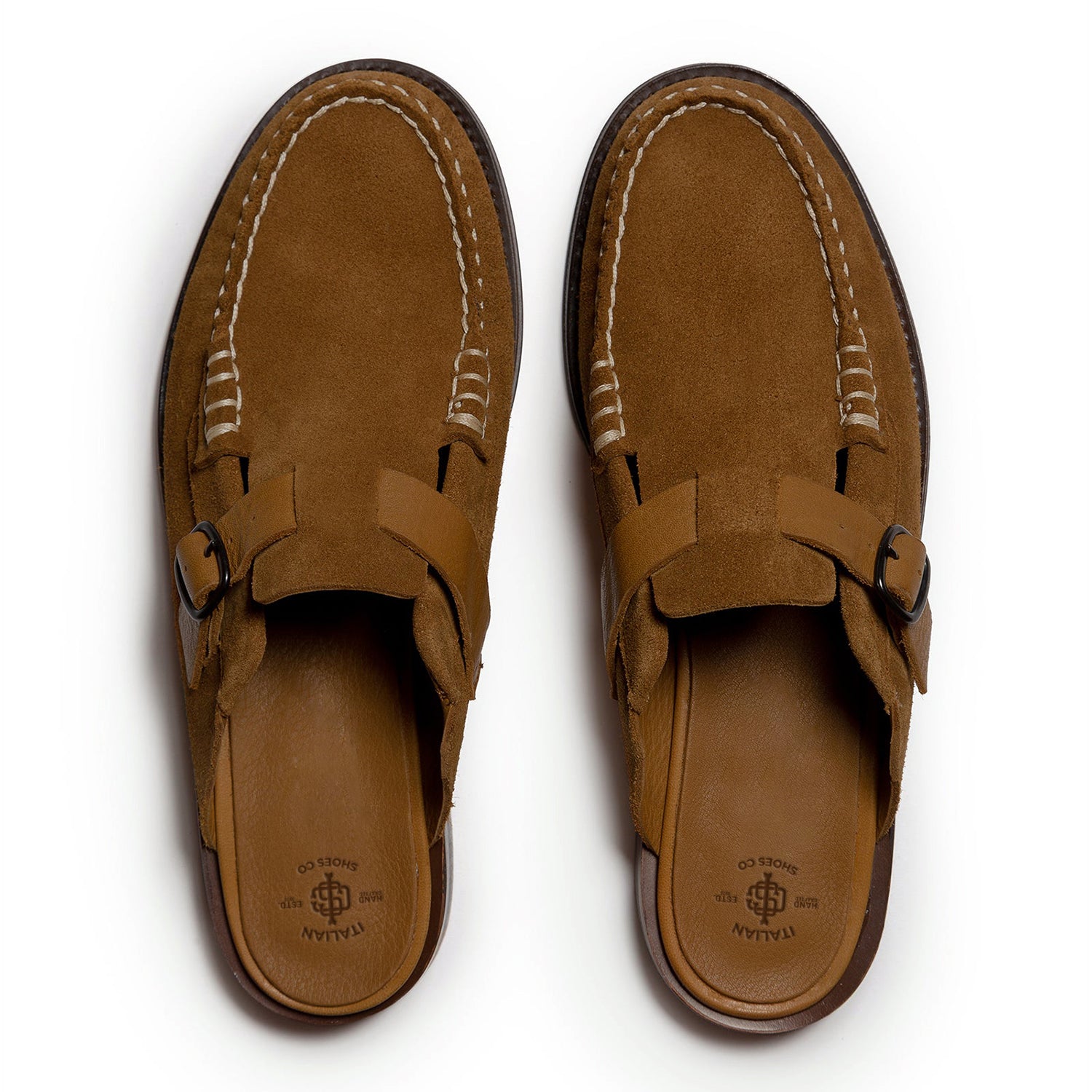 Men's  Brown  Buckle-strap Mule Loafer