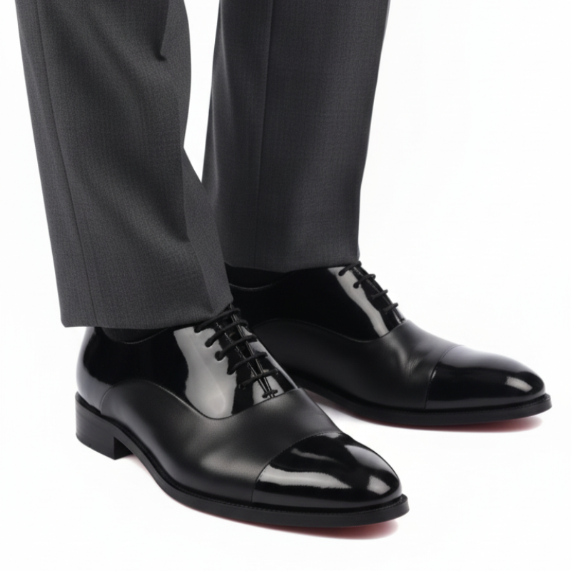 Captoe Formal Oxford Classic Shiny Leather Shoes