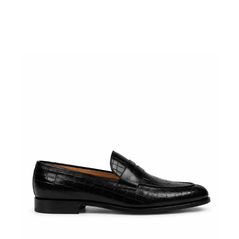 Castello Croco Leather Penny Loafers