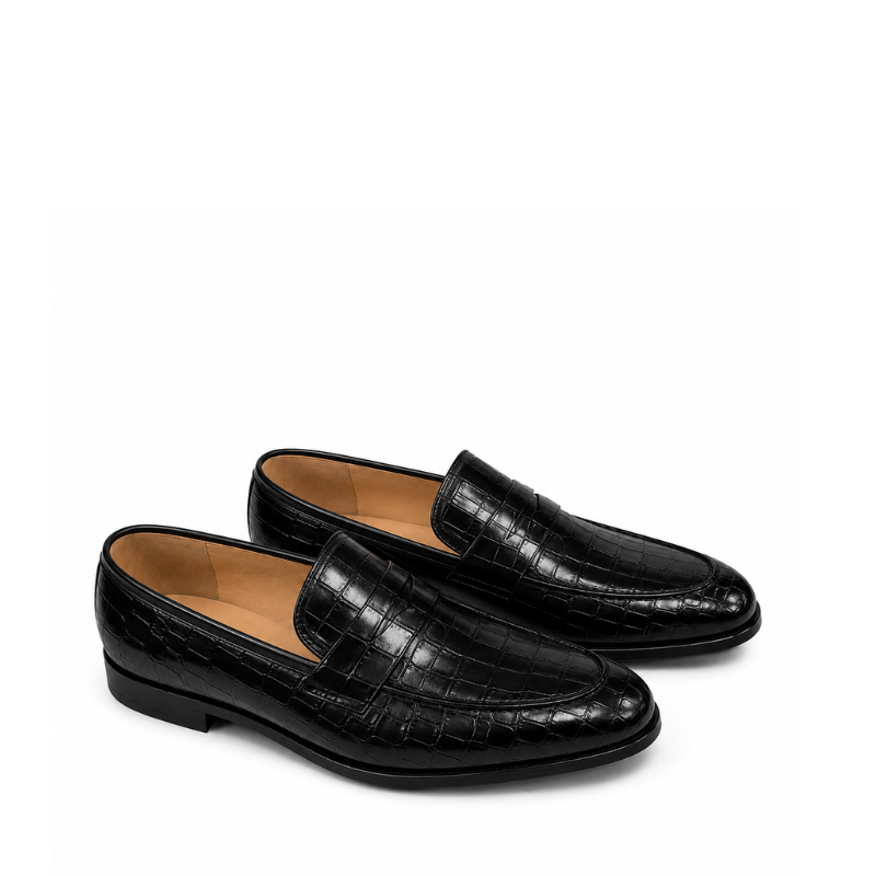 Castello Croco Leather Penny Loafers