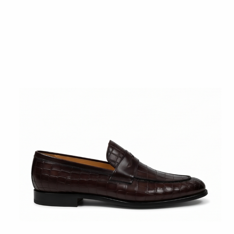 Castello Croco Leather Penny Loafers
