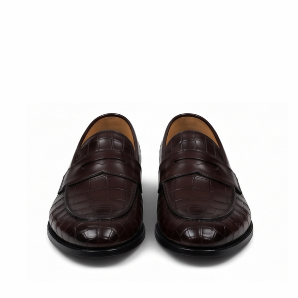 Castello Croco Leather Penny Loafers