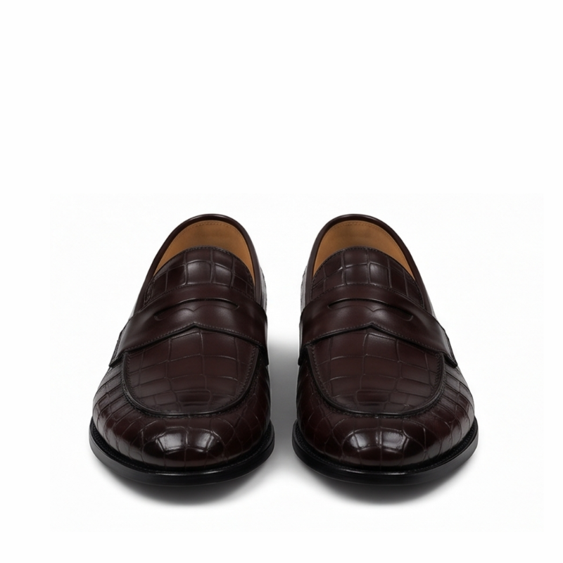 Castello Croco Leather Penny Loafers