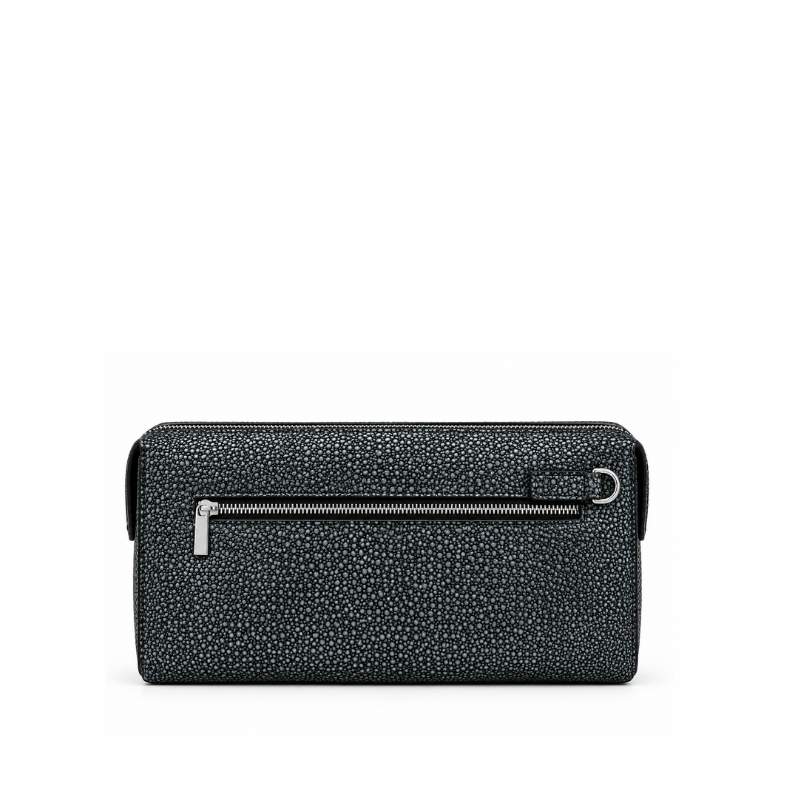 Caviar Textured Stingray Zip-Around Clutch