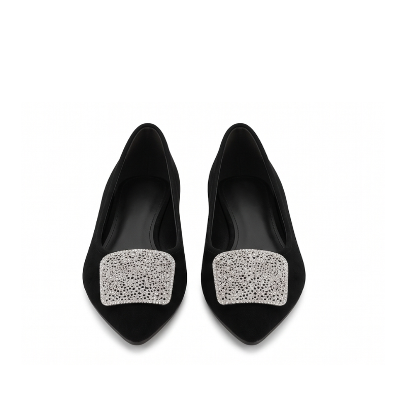 Celeste Crystal Buckle Pointed Flats