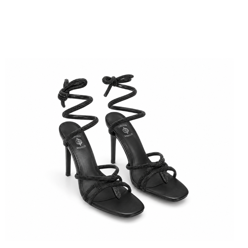 Celestia Crystal Lace-Up Stiletto Sandal