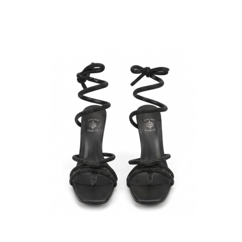 Celestia Crystal Lace-Up Stiletto Sandal
