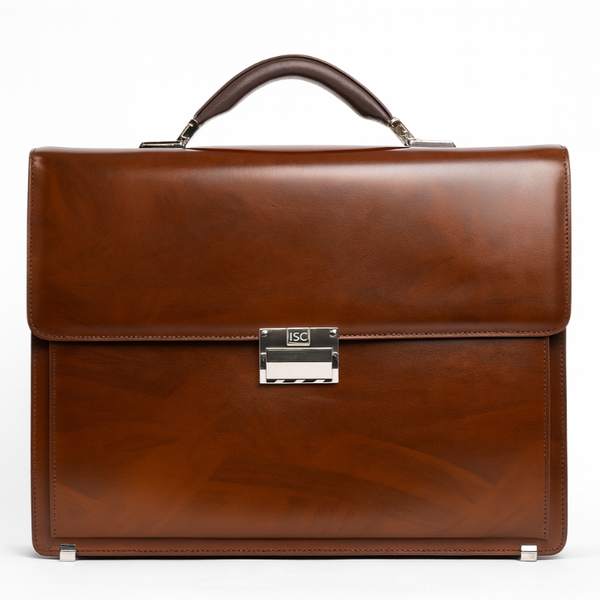 Italian Plain Leather Lock Closure Briefcase Edition