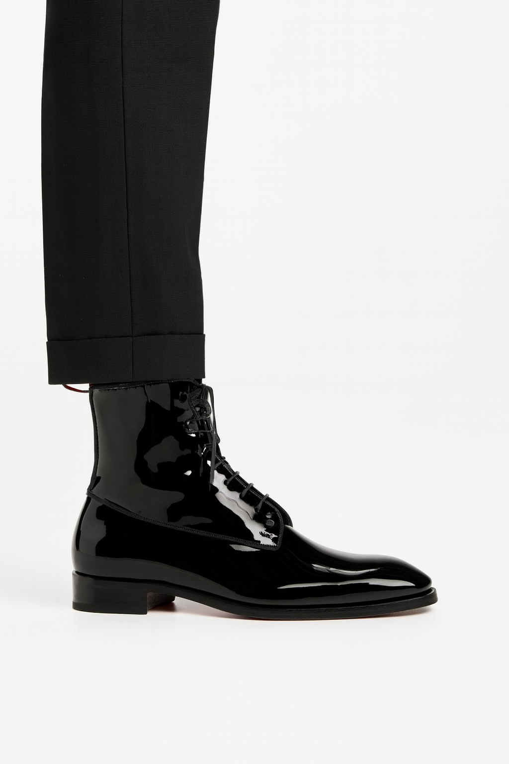 Patent Leather Lace-Up Ankle Boots For Men